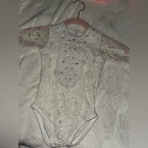 Chic Lace Baby Onesie with rhinestones